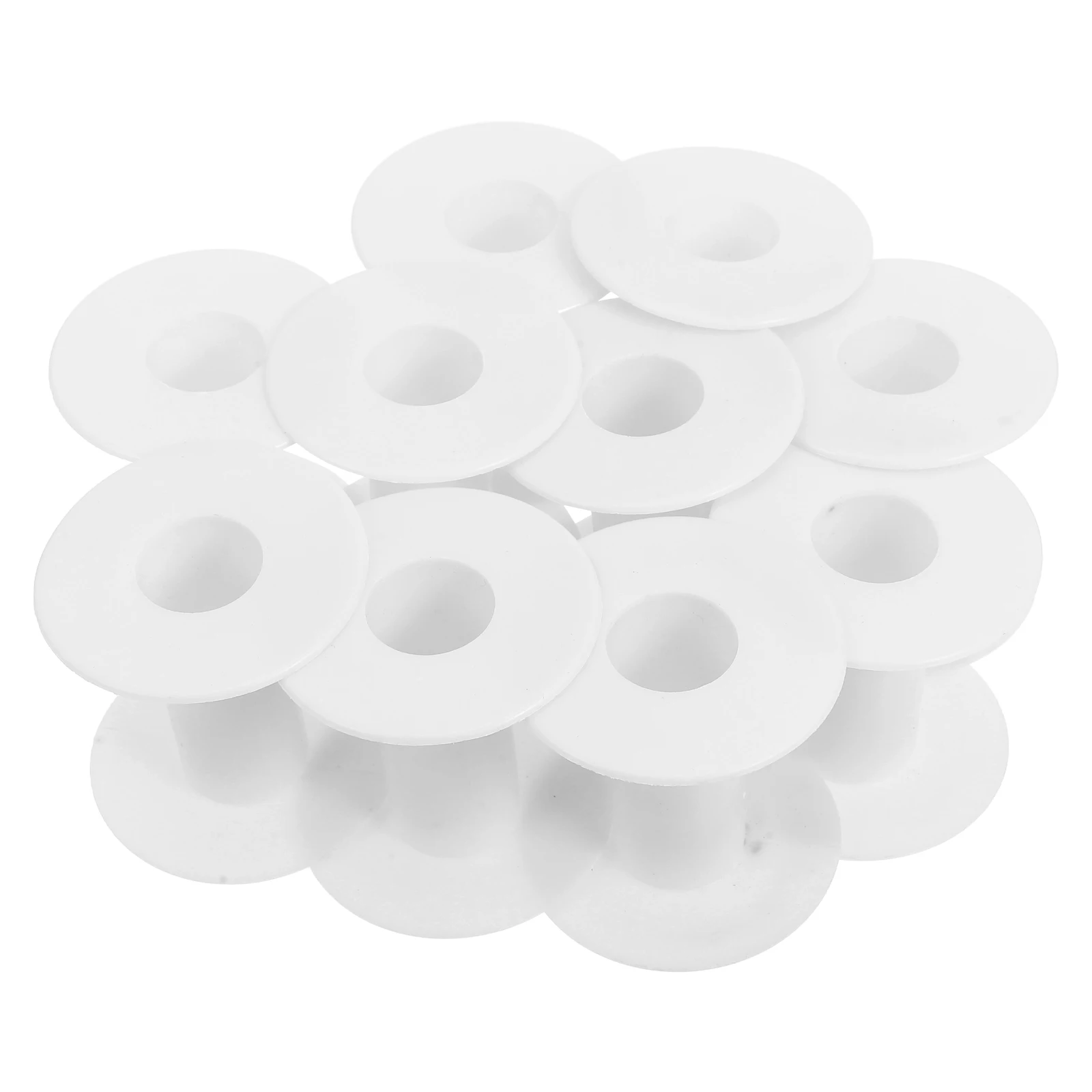 

10pcs Plastic Wire Bobbins White Empty Spools For Sewing Embroidery Crafting I-Shaped Compact Spool Organizing Thread Yarn Cord