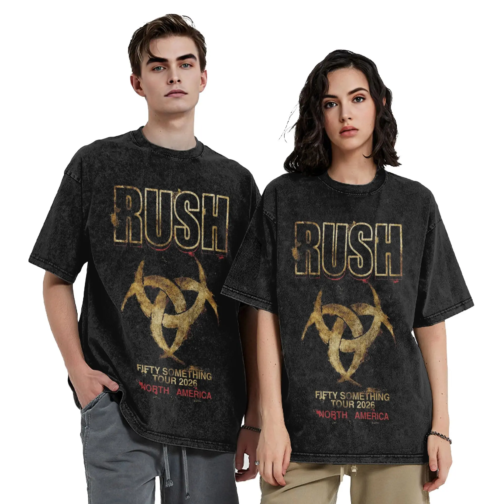 Rush Fifty Something Tour 2026 T Shirts Hip Hop Washed Cotton Harajuku T-Shirt  Vintage Men Women Streetwear Summer Tee Shirt