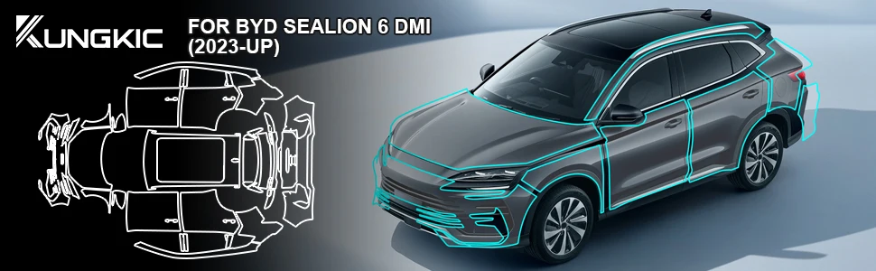 Für BYD SONG PLUS DM-i SEALION 6 DM-i 2023-2025 TPU Scheinwerfer- und Rückspiegel-Folie B- und C-Säulen Vorgeschnittene Kratzschutzfolie – Detail 1
