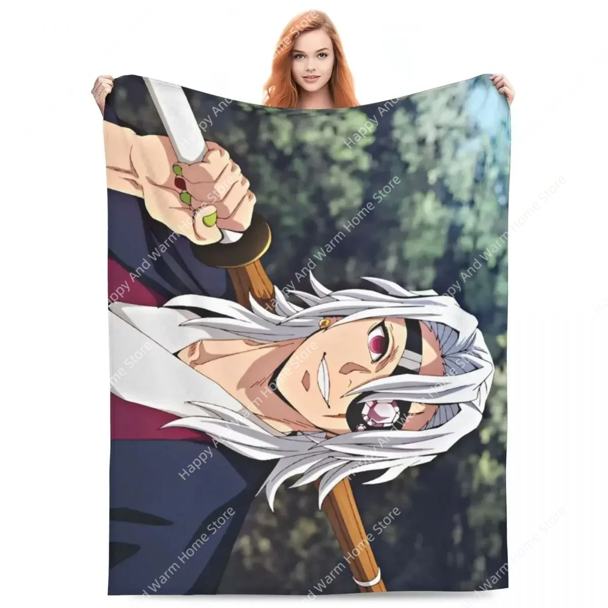 Demon Slayer Uzui Tengen Printing Blanket Picnic Blankets Warm Blanket Soft and Comfortable Blanket Home Travel Birthday Gifts