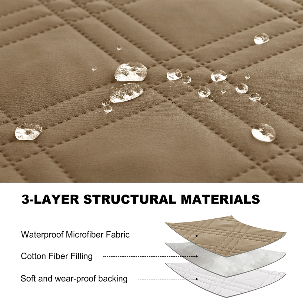 Water-repellent Quilted Recliner Sofa Slipcover Non-Slip Elastic Strap Armchair Couch with Pocket Dustproof Chair Case 1pc