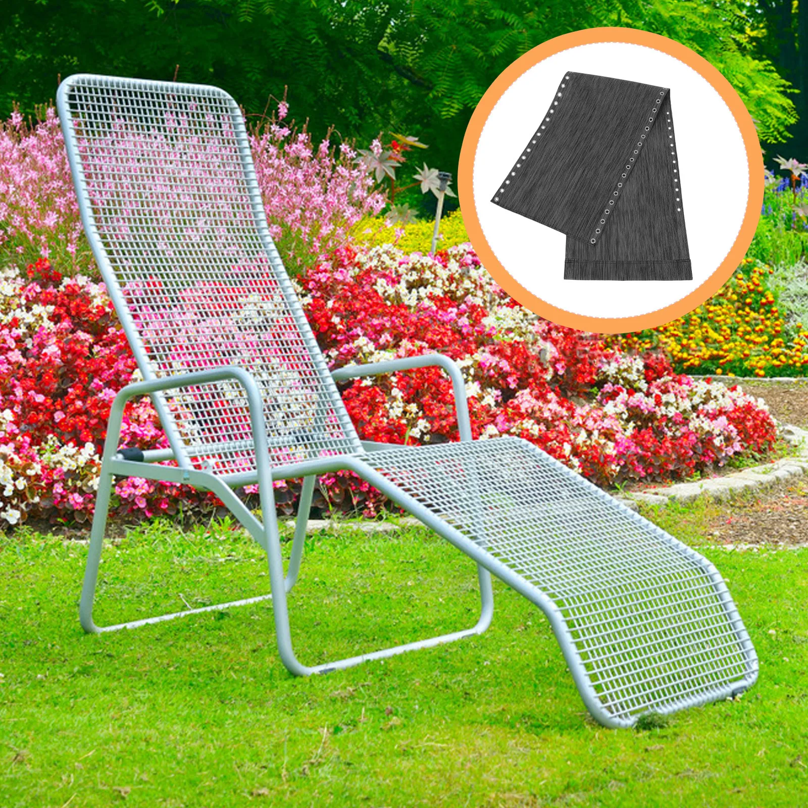 Premium Outdoor Chair Replacement Fabric Sturdy Smooth Texture Portable Lounge Chair Cloth for Deck Yard Chaise Folding Recliner