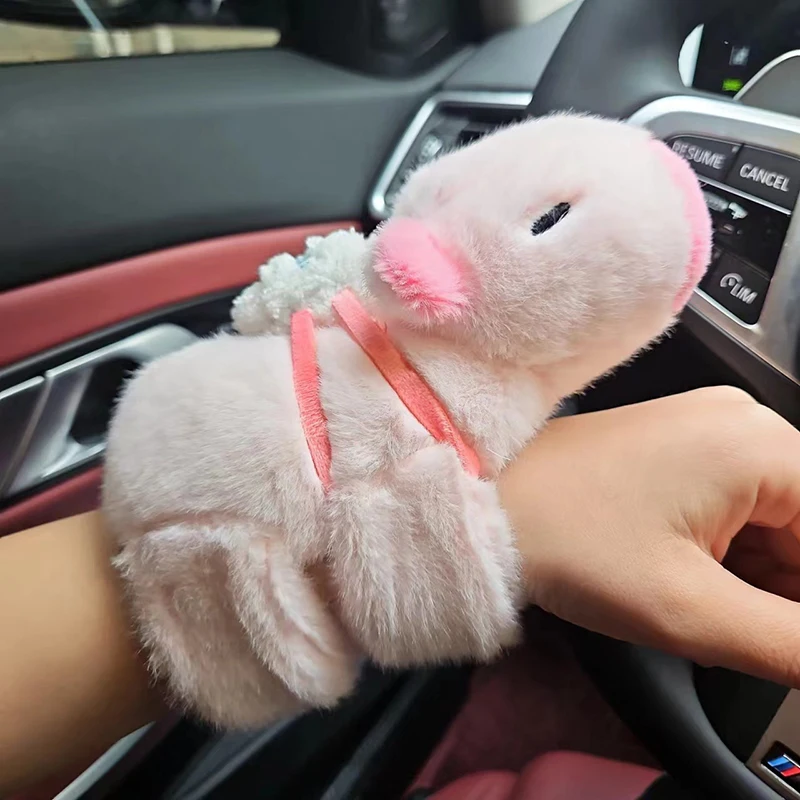 Capybara Slap Snap Wrap Wristband Bracelet Plush Fluffty Stuffed Animal Kawaii Capybara Doll Hand Ring Wristband Funny Toys