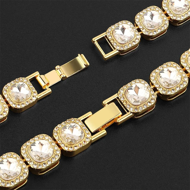 12MM Diamond Dog Collar Bling Diamond Dog Necklace Cuban Gold Chain for Cats Dogs Jewelry Metal Material