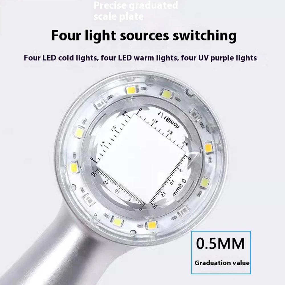 60X four-color magnifying glass, rechargeable model, with LED light, handheld LED electronic product repair magnifying glass