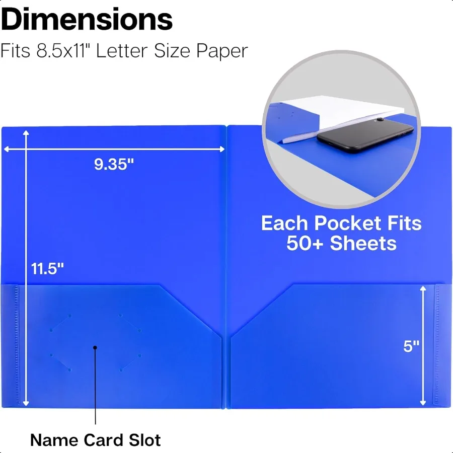 Cartelle in plastica colorata con tasche Confezione da 12 colori assortiti Cartelle da 2 tasche 8,5x11 per la scuola e l'ufficio Lasti resistenti a lunga durata