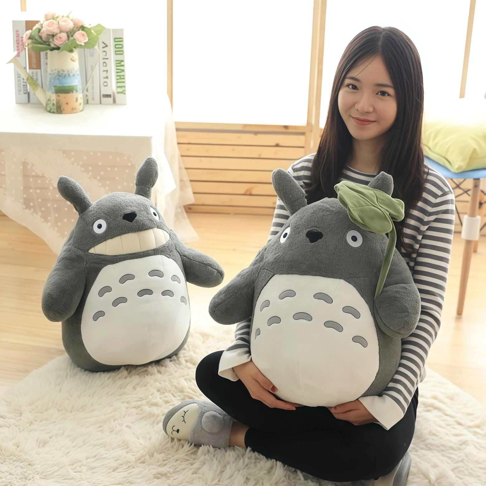 Lotus Leaf Totoro Plush Toy Cushion Snag Totoro Stuffed Doll Movie Anime Totoro Throw Pillow Sofa Bed Room Decor Xmas Gift