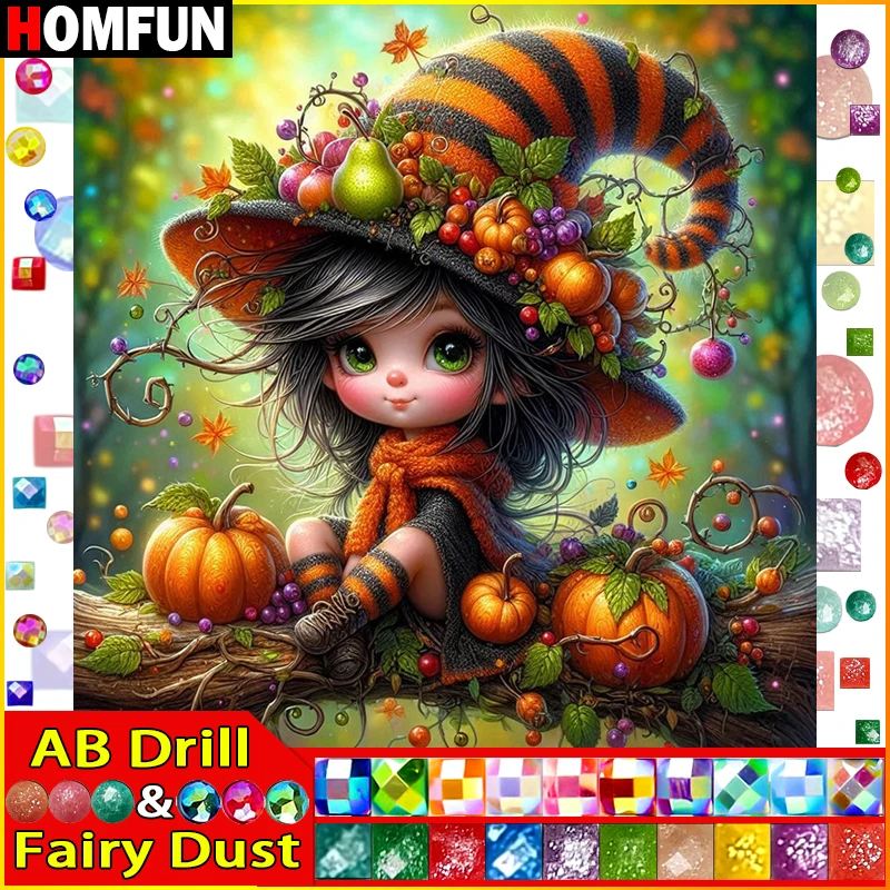 

HOMFUN Фея Пыль AB 5D DIY Алмазная картина "Портретная девушка" Полная дрель Смола Алмазная вышивка крестиком Домашний декор