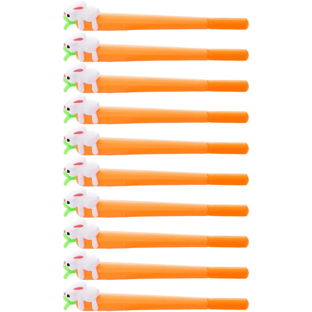 

10 Pcs Cartoon Rabbit Pen Cute Pens for Girls Kid Retractable Erasable Gel Ink Carrot