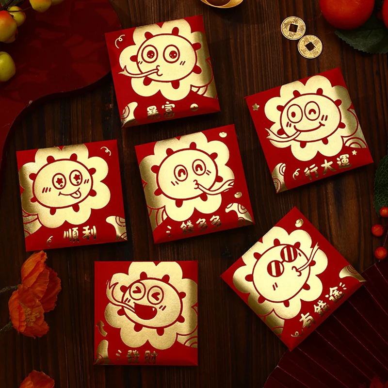 6Pcs 2025 Snake Year Spring Festival Red Envelopes Chinese Style New Year Lucky Money Bag Blessing Red Packets