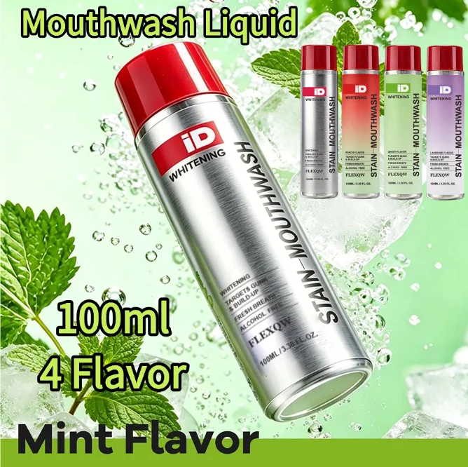 100ml Stain Removal Oral Care Kit Mouthwash Liquid Fresh Breath Alcohol Free Peach Mint Flavors Teeth Cleaning Liquids Oral Care