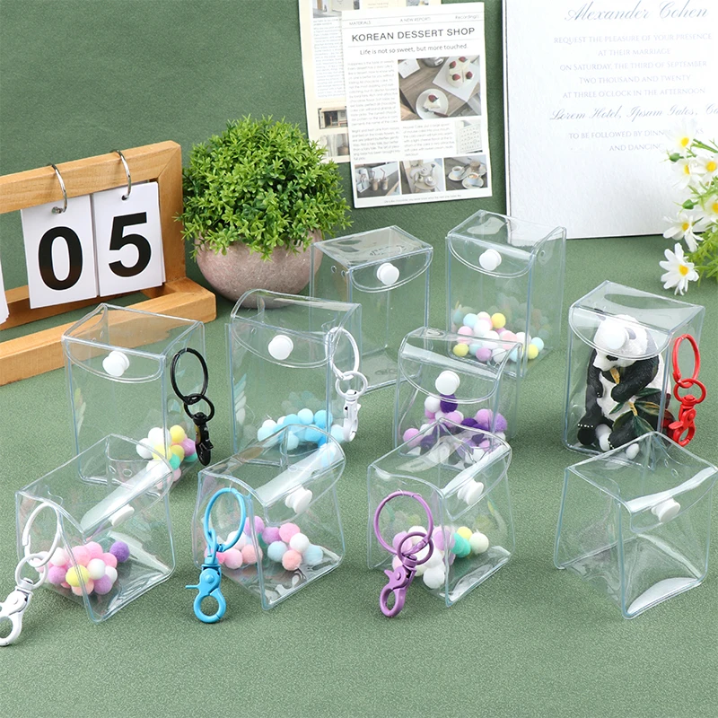 

Прозрачная сумка для хранения мини-кукол аниме, 1 комплект, кошелек, брелок с подвеской, с помпоном для волос, органайзер, Чехол помада, сумка для хранения наушников