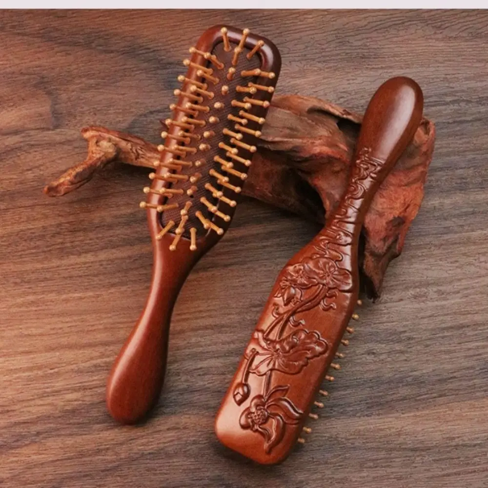 

Anti Static Wooden Massage Comb Natural Wood Scalp Relax Air Cushion Hairbrush Handmade Comfortable Head Meridian Hair Comb