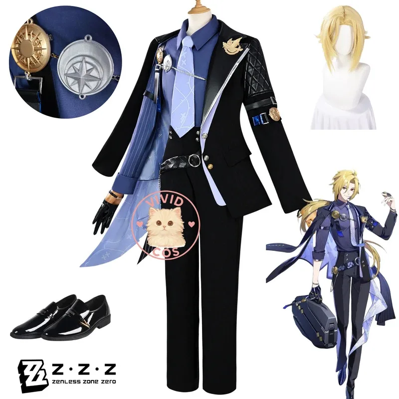 

Game Zenless Zone Zero Hugo Villard Cosplay New Anime Costume Role Play High Quality Uniform Wig for Men Women Halloween Party