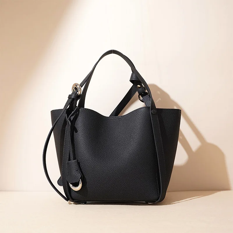 Women\'s Brushed Leather High-quality Leather Shoulder Bag Vintage Suede Red Bucket Bag Large Capacity Handbag With Cosmetic Bag