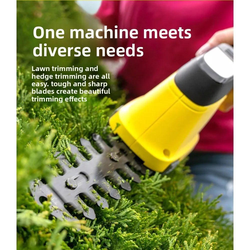 2 in 1 Cordless Electric Grass Shear and Hedge Trimmer with Lithium Battery for Garden