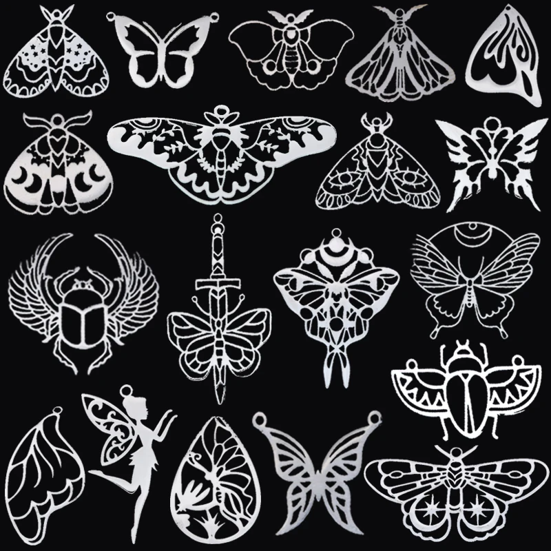 3 szt. Charms owadów DIY Craft Vintage frędzle skrzydła motyla Elf kolczyki naszyjnik tworzenia biżuterii ze stali nierdzewnej wisiorek z chrząszczem