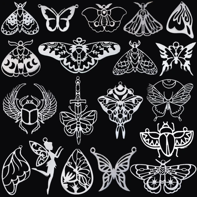 3 szt. Charms owadów DIY Craft Vintage frędzle skrzydła motyla Elf kolczyki naszyjnik tworzenia biżuterii ze stali nierdzewnej wisiorek z chrząszczem