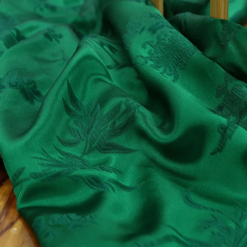 Elastic silk Crowne crepe embossed jacquard fabric artistic style cheongsam and Hanfu