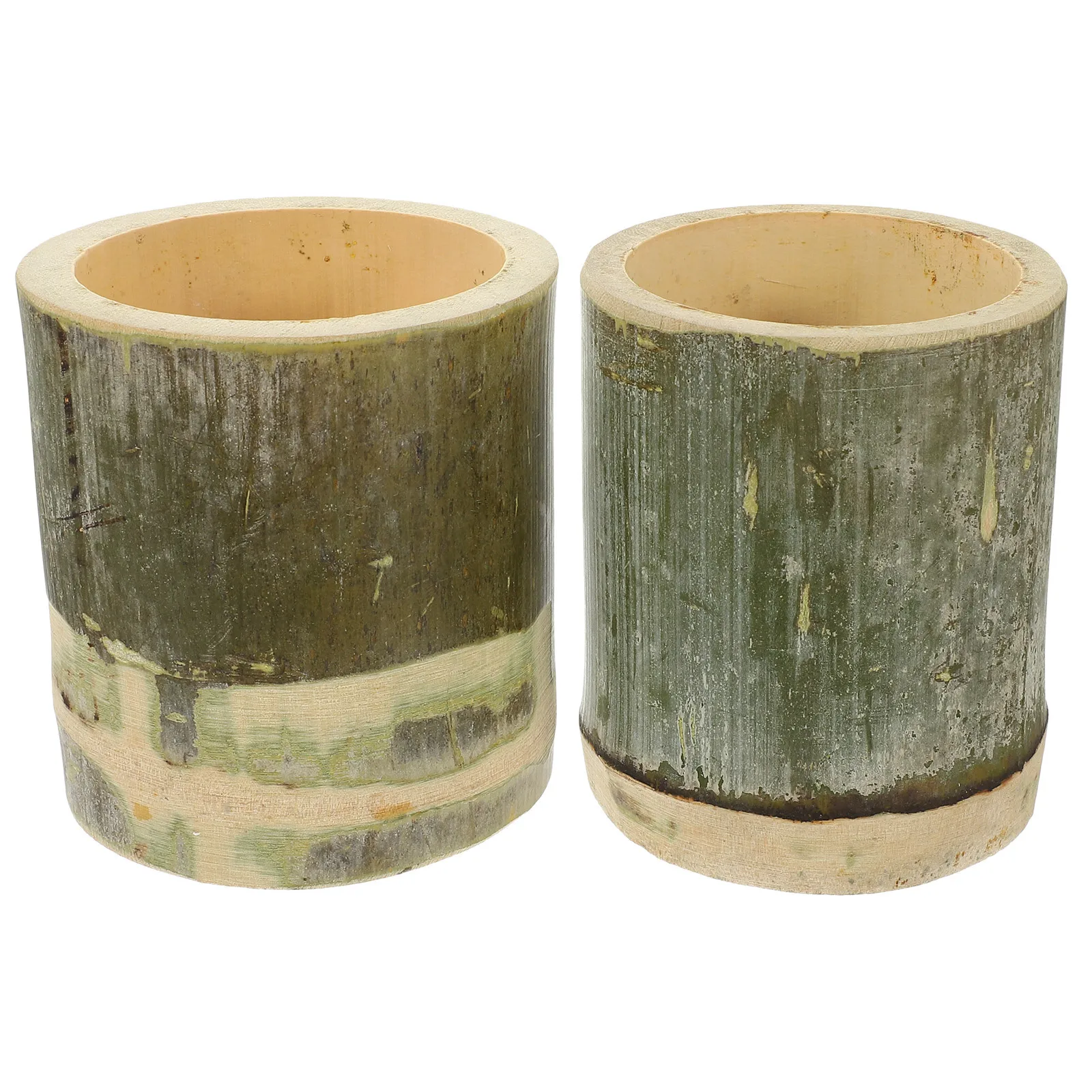 2 قطعة حامل أقلام من الخيزران منظم مكتب متعدد الوظائف وعملي للطلاب والزملاء حامل أقلام #2