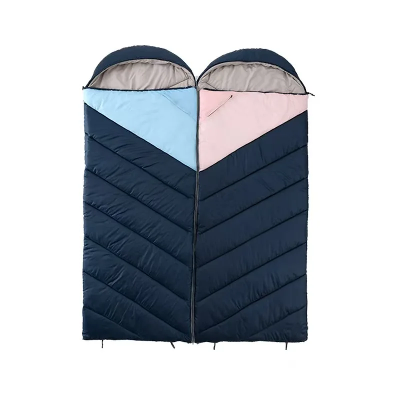 Outdoor Traveling 2-Person Rescue Tourism Envelope Shaped Interlocking Inner Lining Adult Camping Sleeping Bag 2KG 2.5KG