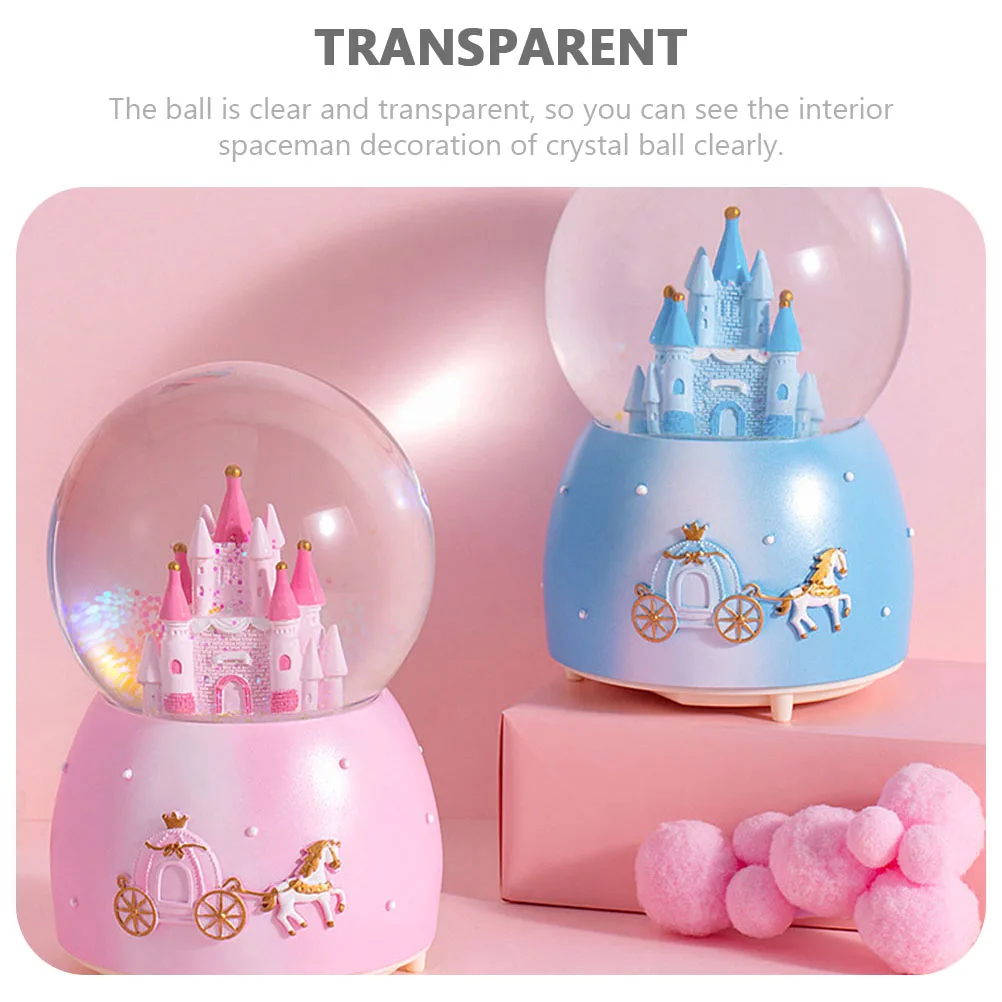 

1pc Music Box Lovely Decoration Musical Castle Globe Decorations Holiday Resin Desk Home Gift Ornament Crystal Ball
