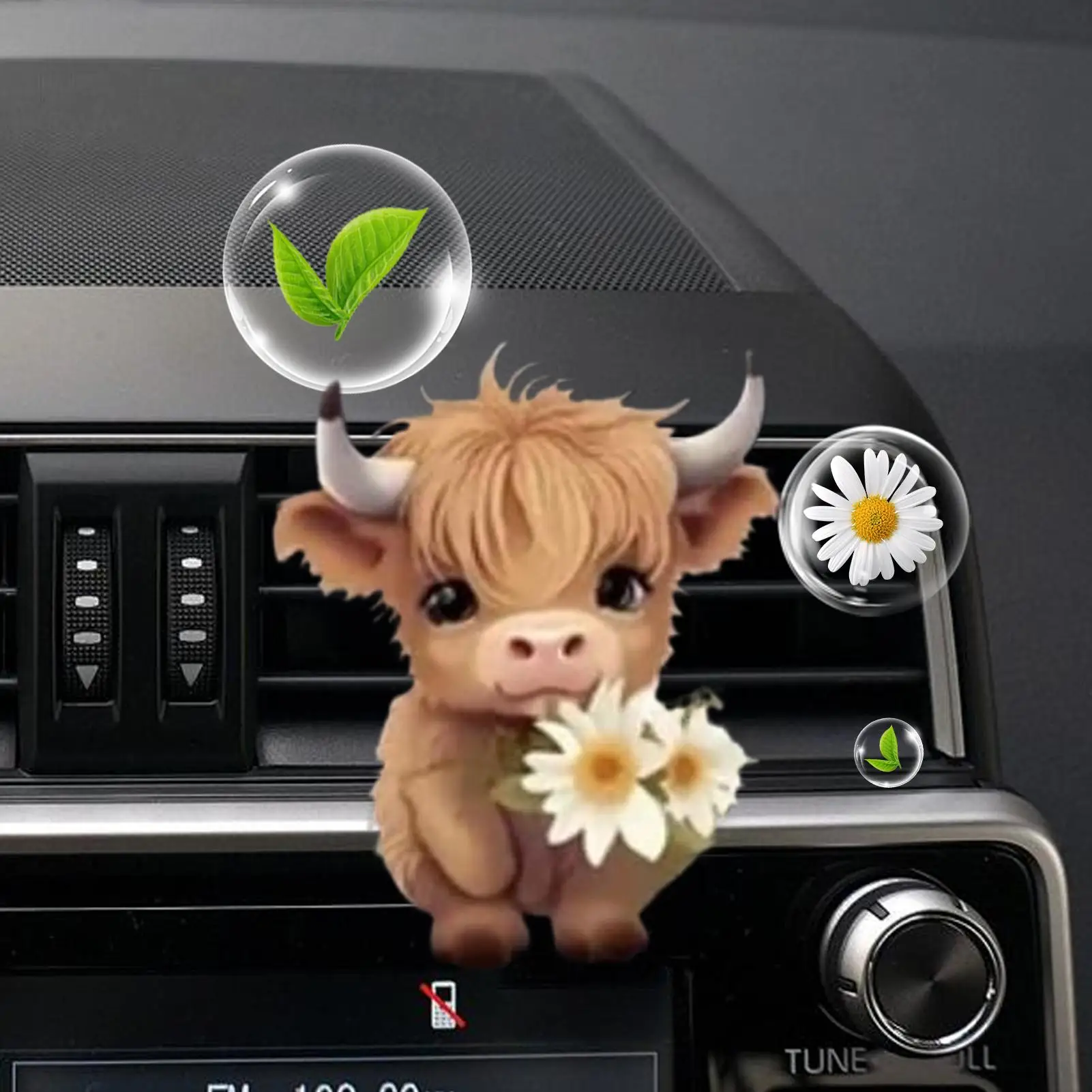 

Car Air Freshener Vent Clips Car Aromatherapy Diffuser Vent Clip 2D Acrylic Cute Highland Cow Shape Perfume Aromatherapy