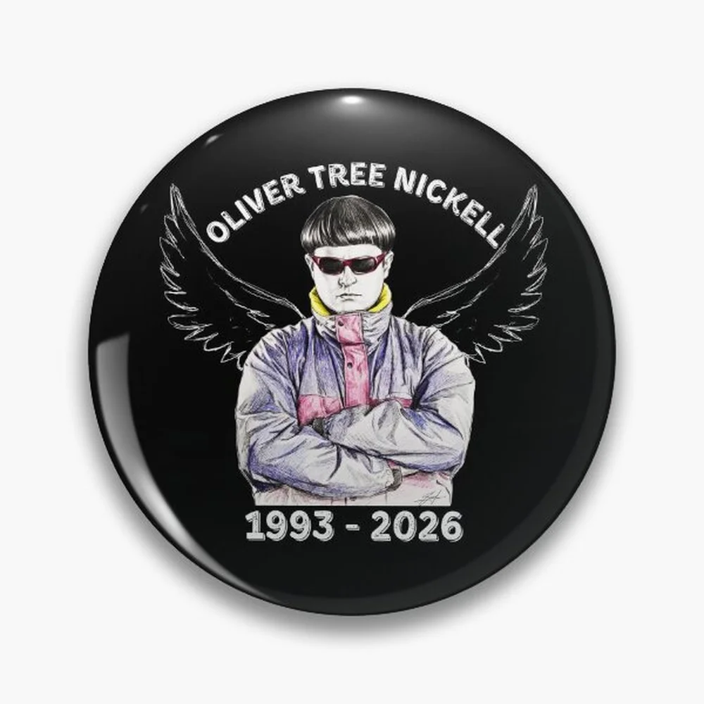 RIP Oliver Tree Tribute Fan Art Pin Holographic Star Heart Pin Brooches Laminated Button Fashion Accessory