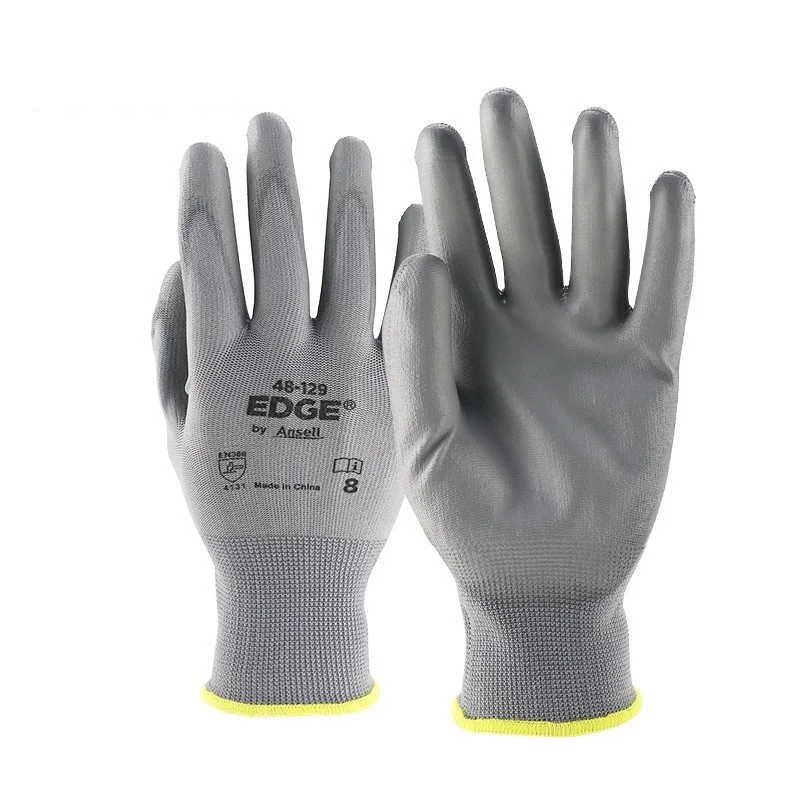 

1 пара ультратонких рабочих перчаток с полиуретановым покрытием, отличные перчатки, защитные рабочие перчатки с нейлоновым корпусом, черные полиуретановые покрытые