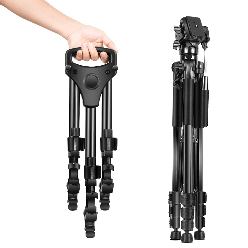 

HL03 Pulley Tripod Q333L Aluminum Alloy Universal Stand with Wheel Base Take Picture Video Smooth Moving for Camera