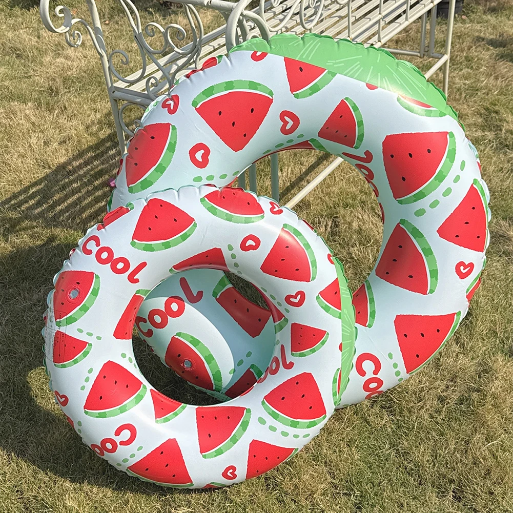 Inflatable Swim Ring Blow Up Swim Tube Leakproof Swimming Rings Floaties Watermelon Pattern Striped Pool Rings for Pool Beach