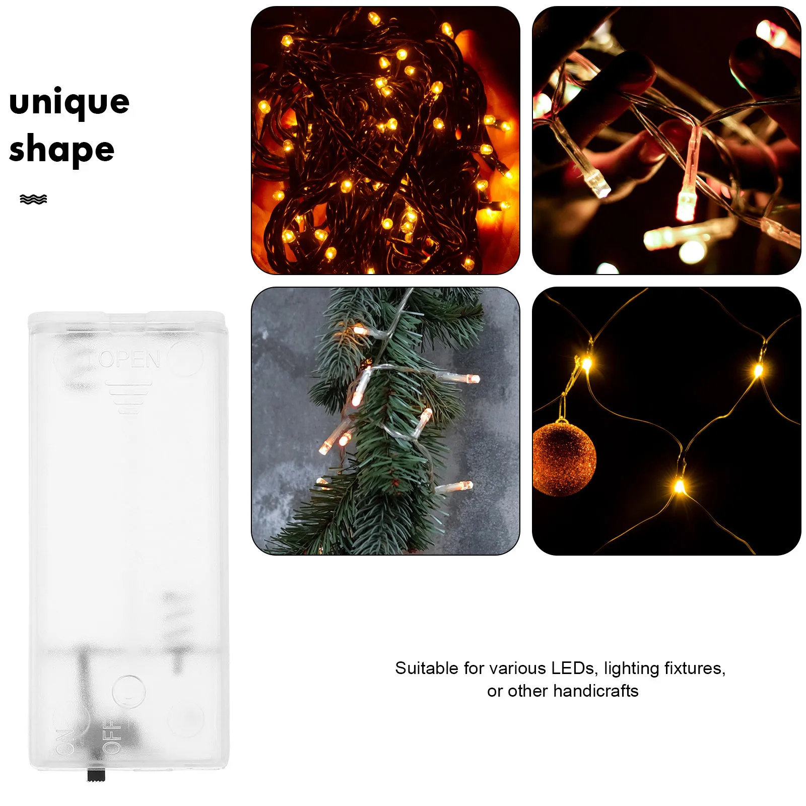 10pcs Box Accessories For String Lights Plastic Replacement Holder Compact Case Aa Shell Outdoor Indoor Holiday