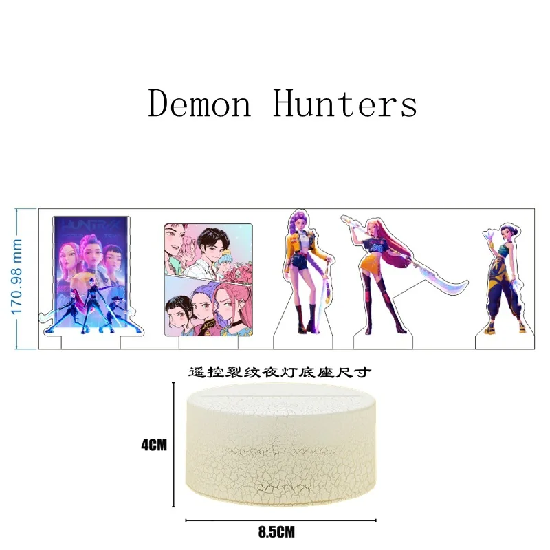 Kpop Demon Hunters Acrylic 3d Lamp Anime Figure Touch Screen Light Sign Remote Control Design 16 Color Lamp Base Desktop Gift - Image 6