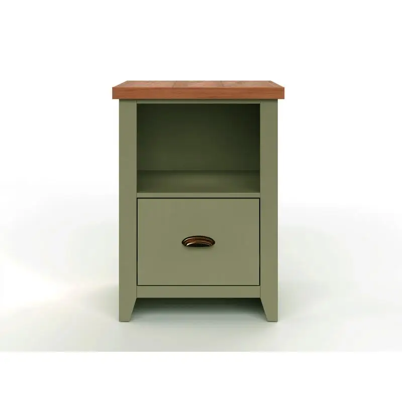 22-Inch One Drawer Filing Cabinet, Sage Green & Fruitwood Finish, No Assembly Needed