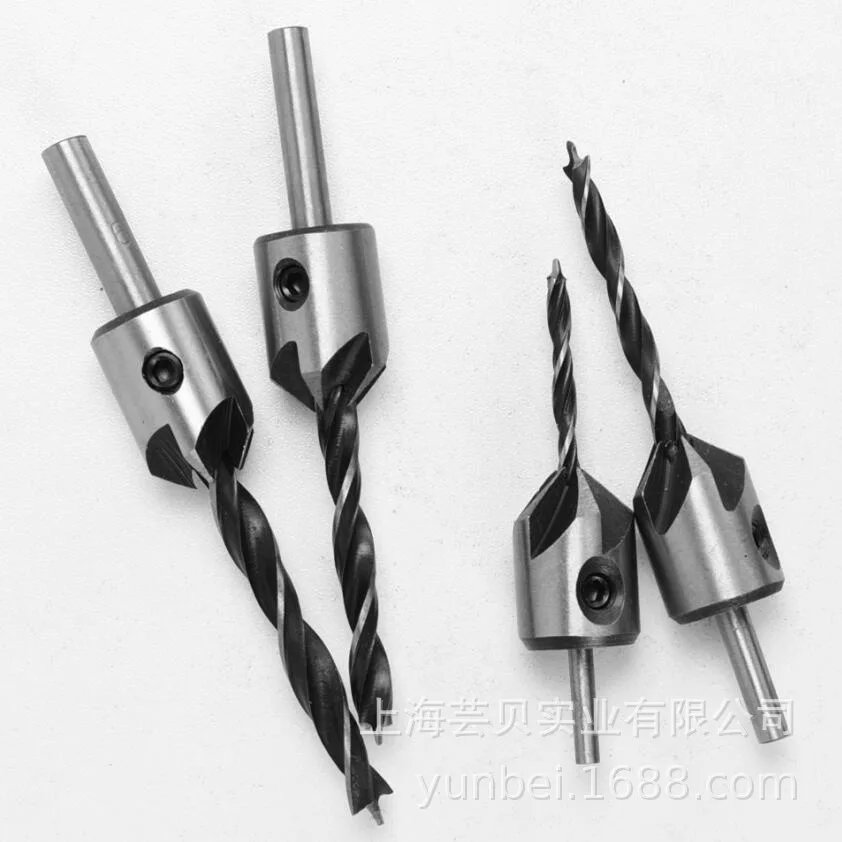 Unbe three-point woodworking countersink drill plated natural chamfer positioning hole drilling open hole reaming round