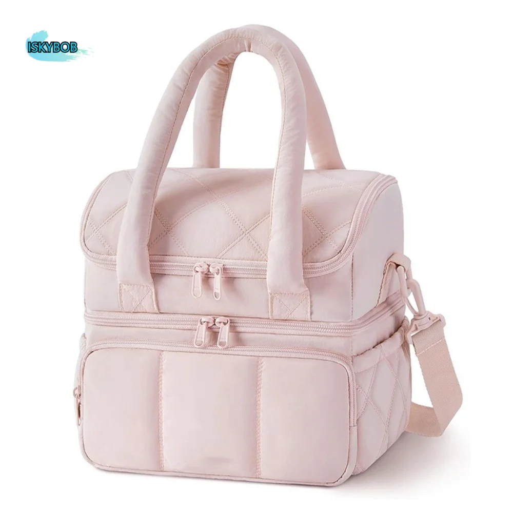 

Tumbler Compartment Lunch Bag Double Layer Heat Preservation Insulated Bag Large Capacity Thickened Picnic Bag