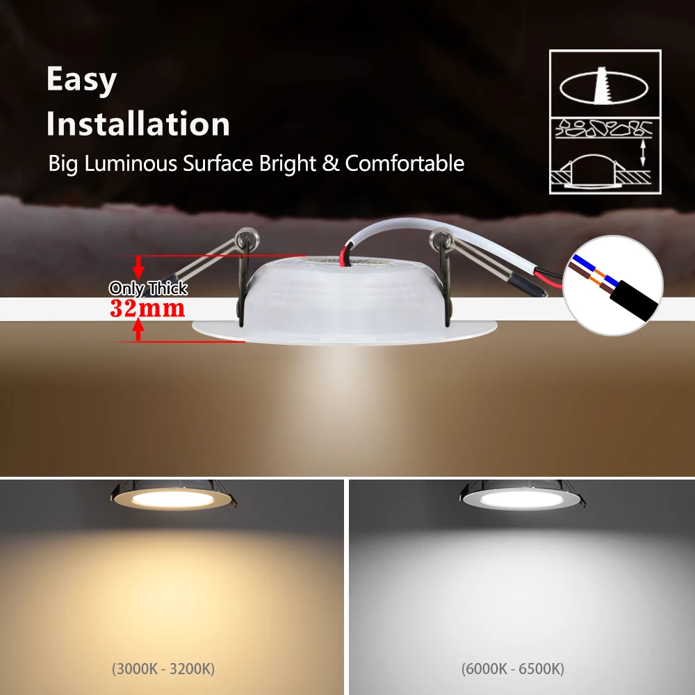 Reflektor LED AC 220V 7W 9W 12W 15W 18W okrągłe LED lampa świecąca W dół wpuszczone W sufit lampa punktowa do domu salon kuchnia łazienka