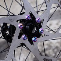 ZTTO MTB Bicycle Disc Brake Rotor Screw Rainbow T25 Steel Locking Bolt Stiffen Colorful M5x9mm Thread Hexagon