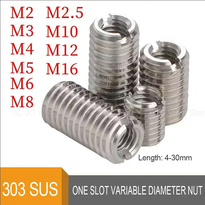 Slotted Inside Outside Thread Adapter 304 Stainless Steel Insert Sleeve Converter Nut M2-M14 Threaded Coupler Fastener Hardware