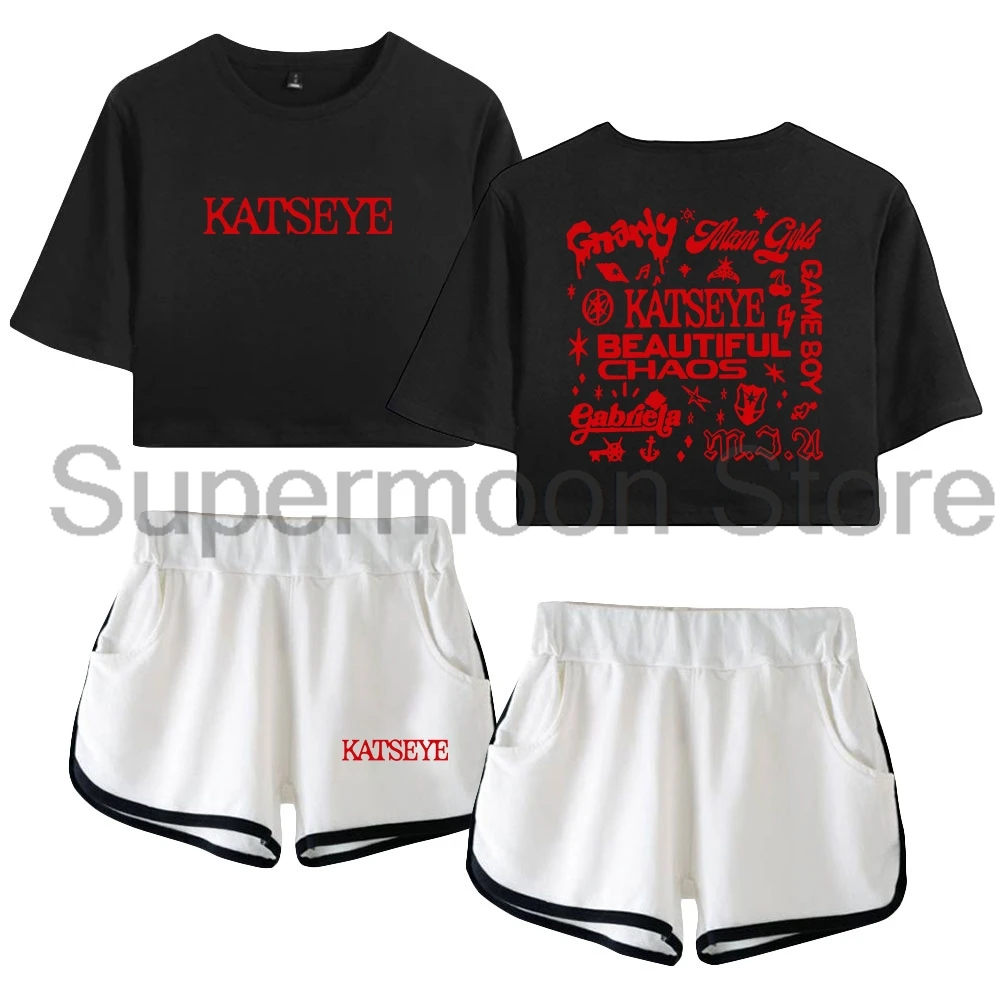 Kpop Katseye Beautiful Chaos Album Merch Short Sleeve Crop Top+Shorts Two Piece Sets Women's Top Sets