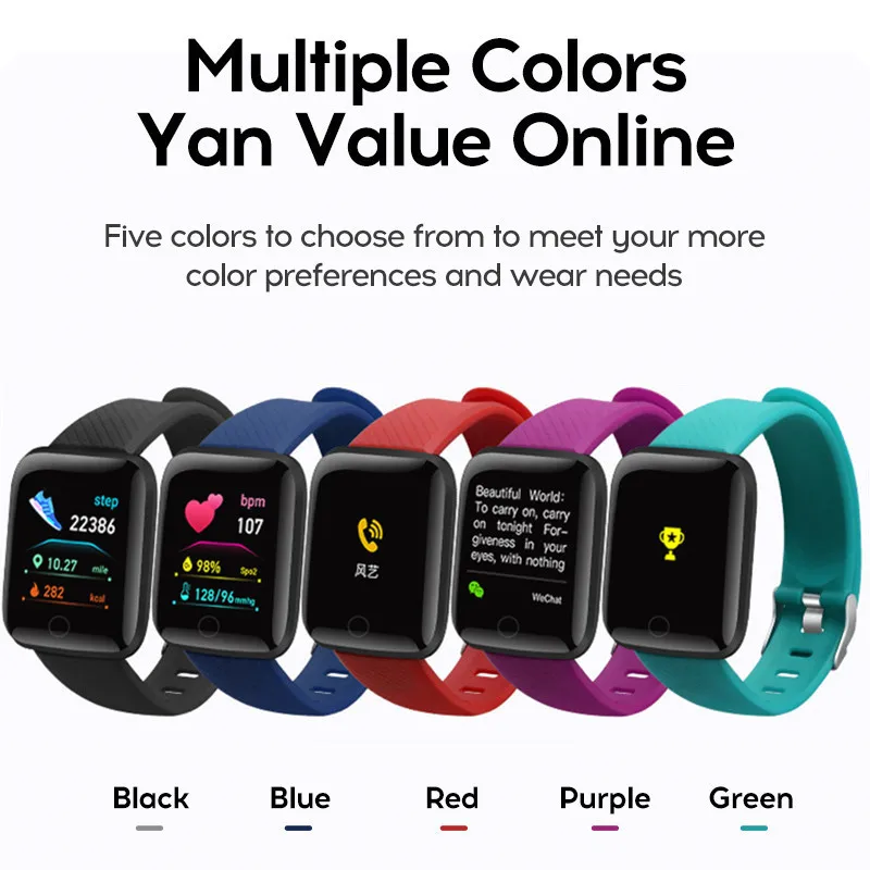 116plus Smart watch Sports Bracelet D13 Color Screen Bracelet Sports Pedometer Bluetooth Reminder Heart Rate Blood Pressure Gift