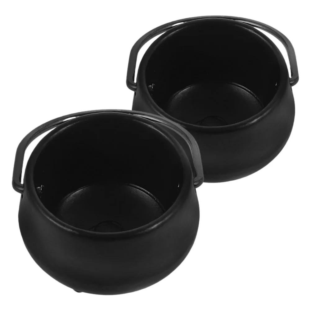 

2Pcs Mini Halloween Cauldron Dollhouse Decors Small Pot Decorations Durable Robust Material Eerie Ambiance Miniature Ornaments