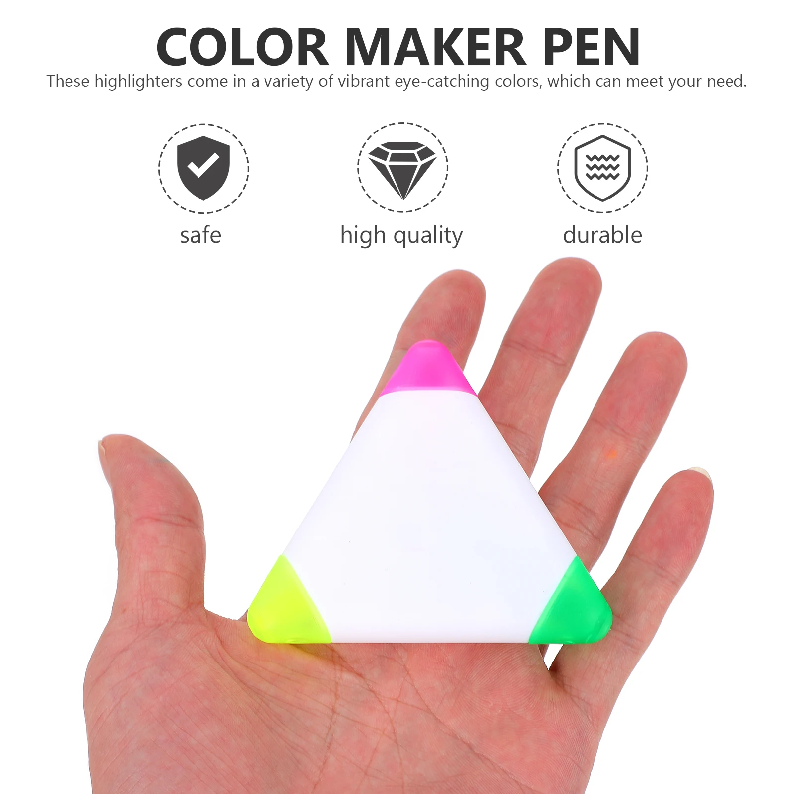 5pcs Highlighter Pens 3-in-1 Marking Pen Ergonomic Triangle Shape Super Smooth Quick-Drying Ink for Notes Study Fluorescent