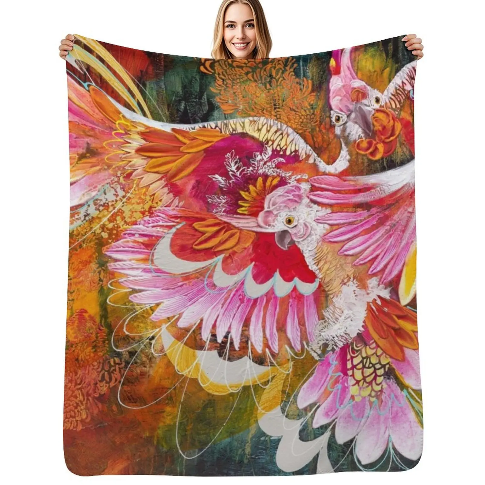 Cockatoo Mardi-gras Throw Blanket Picnic Decorative Sofa Hair Camping For Sofa Thin Sofa Throw Blankets