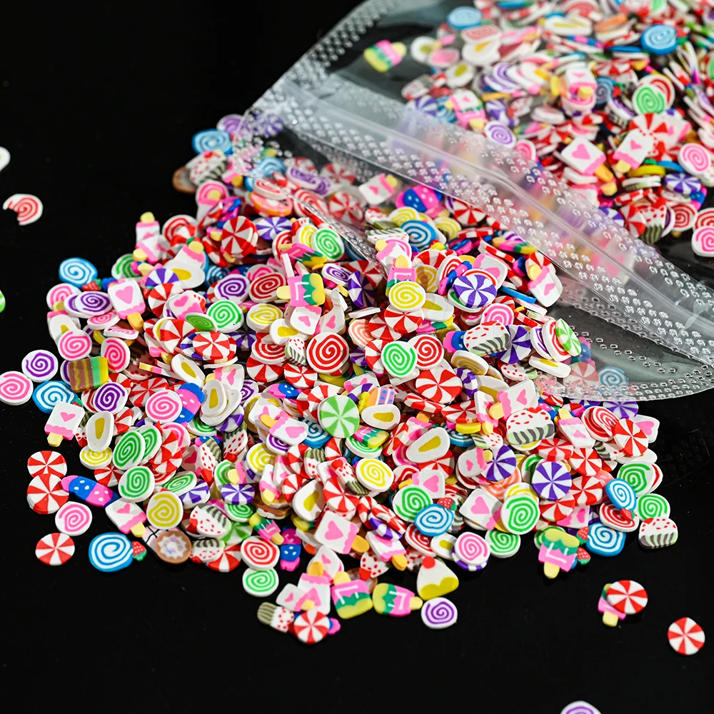 1000pcs/Pack Imitated Fruit Chip Heart Nail Accessories Fruit Slices Clay Resin Filler Soft Pottery Craft Manicure Part Supplies