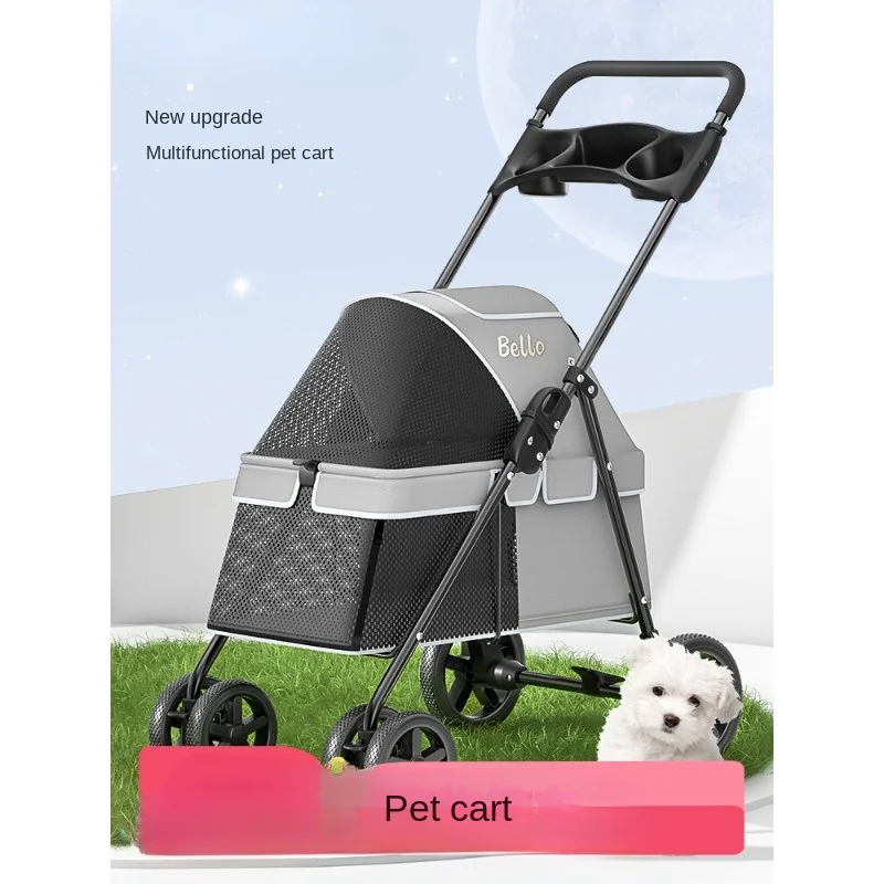 Breathable and Sturdy Pet Stroller for Small Dogs and Cats, Foldable and Portable Pushchair for Outdoor Adventures