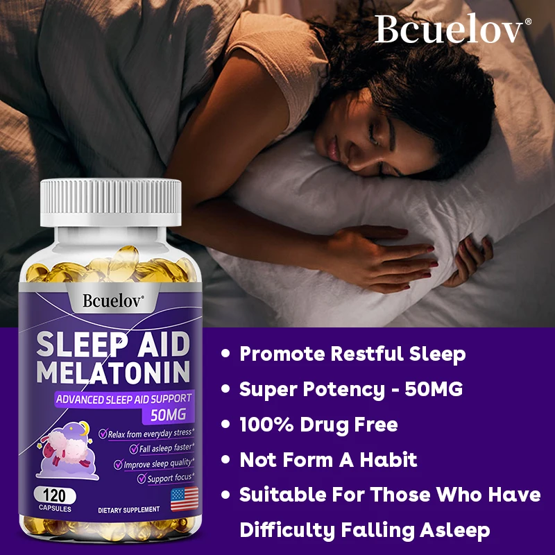 Melatonin Capsules - Sleep Aid Supplements, Relieve Anxiety, Improve Insomnia, Improve Sleep Quality, Nourish The Nervous System