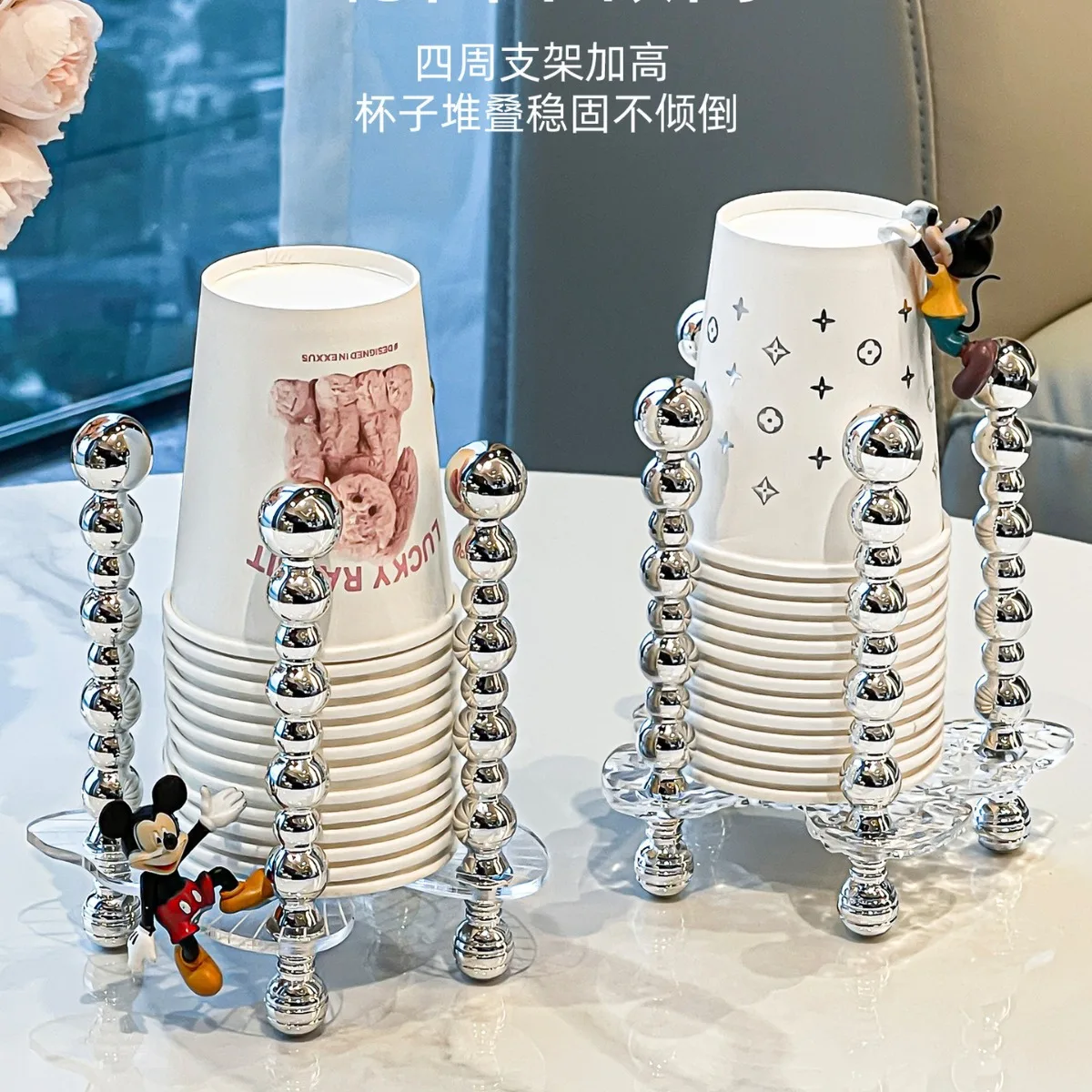 Electroplating process cup storage rack. Disposable cup extractor. Paper cup holder milk tea cup lid coffee cup storage box