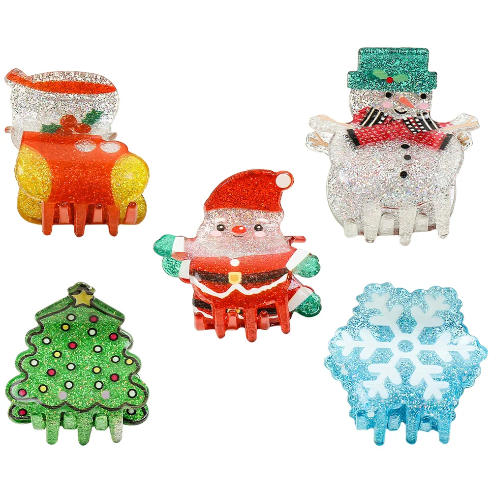 

5Pcs Christmas Hair Claw Clips Small Cute Lightweight Durable Hair Clips for Women Girls Birthday Wedding Party