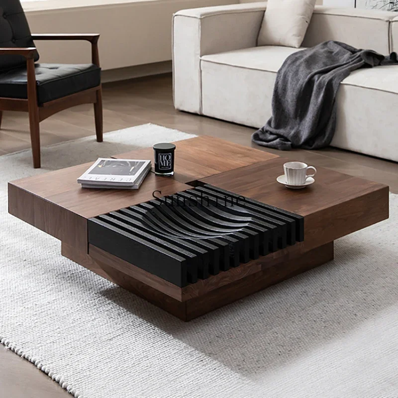 Wabi-sabi wind walnut coffee table living room home high-end small apartment modern and simple